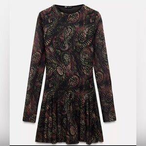 ZARA TULLE PRINTED MINI DRESS Elegant Multicolor 🤩NWT